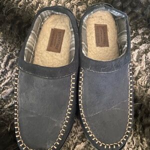 Levis Strauss Signature Slippers Mens 7 8 Sherpa Lined Black Gray Flannel Inside